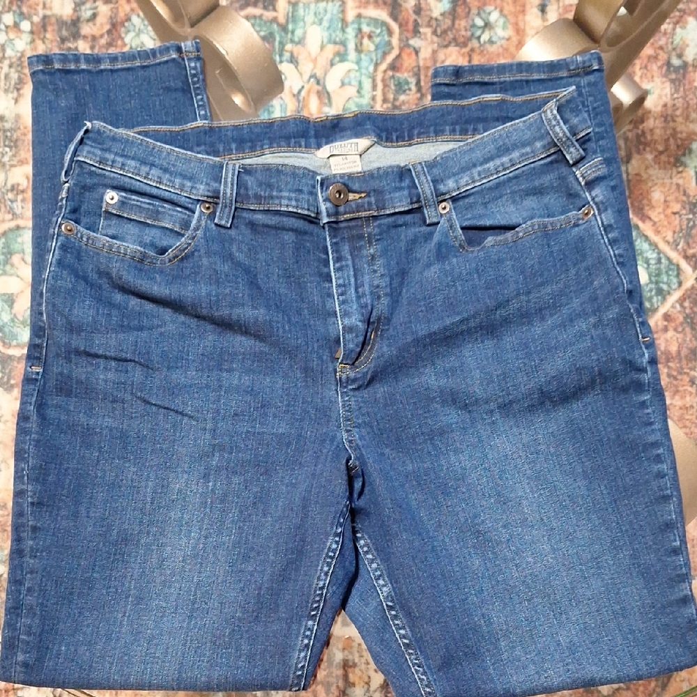 Duluth Trading Co. Sz 14 Straight Leg Dark Blue Excellent Condition